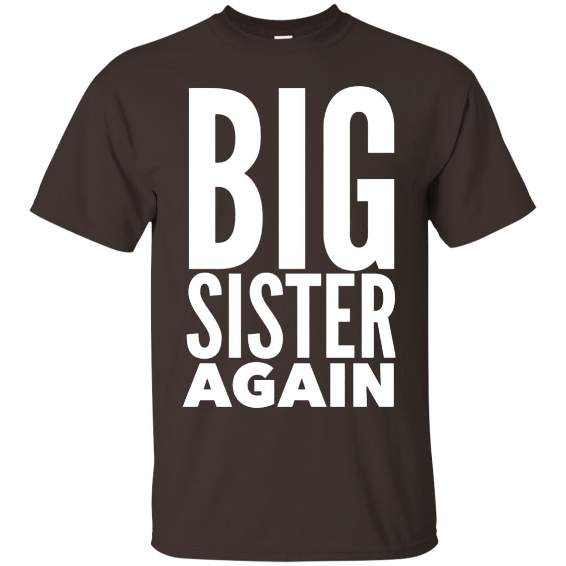Big Sister Again Sibling Family T-shirt Dark Chocolate