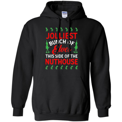 Christmas T-shirt Jolliest Bunch Of Elves This Side Of The Nuthouse Black