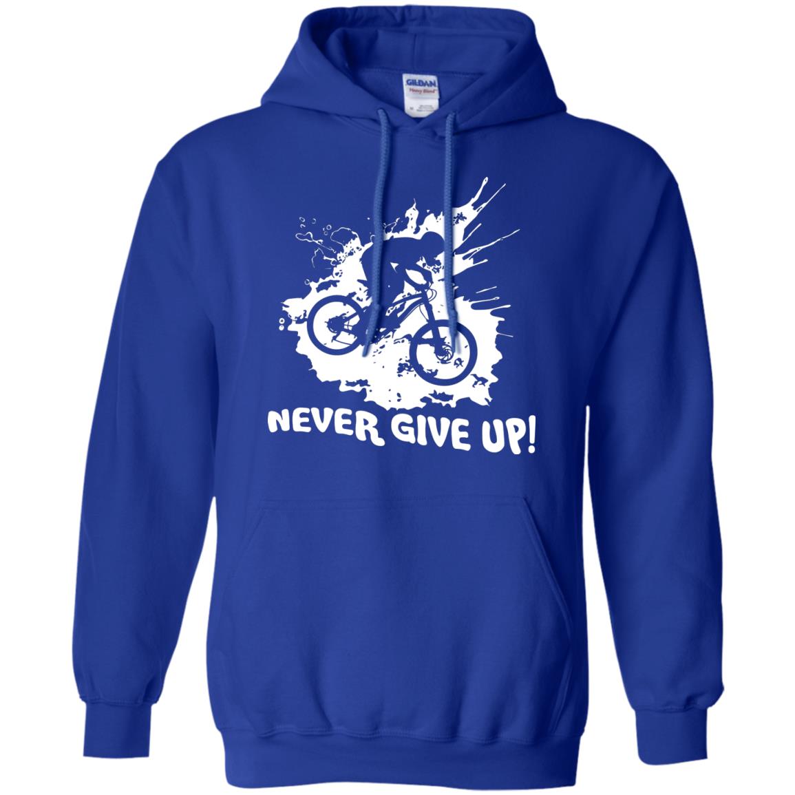 Biker T-shirt Never Give Up Royal