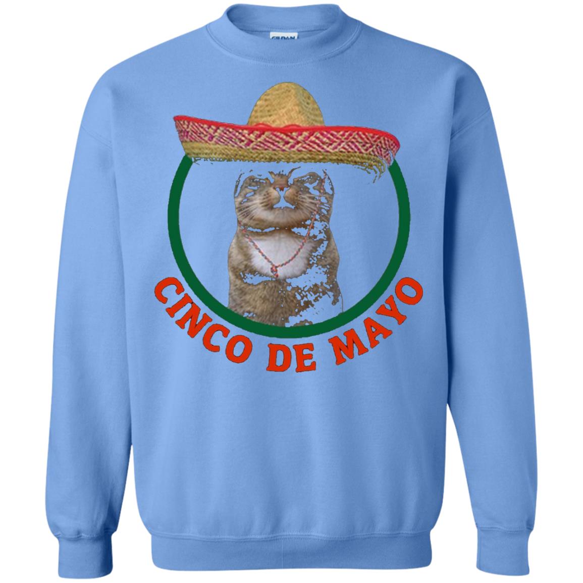 Cinco De Mayo Kitty Cat Funny Cute Meow Sombrero T-shirt Carolina Blue