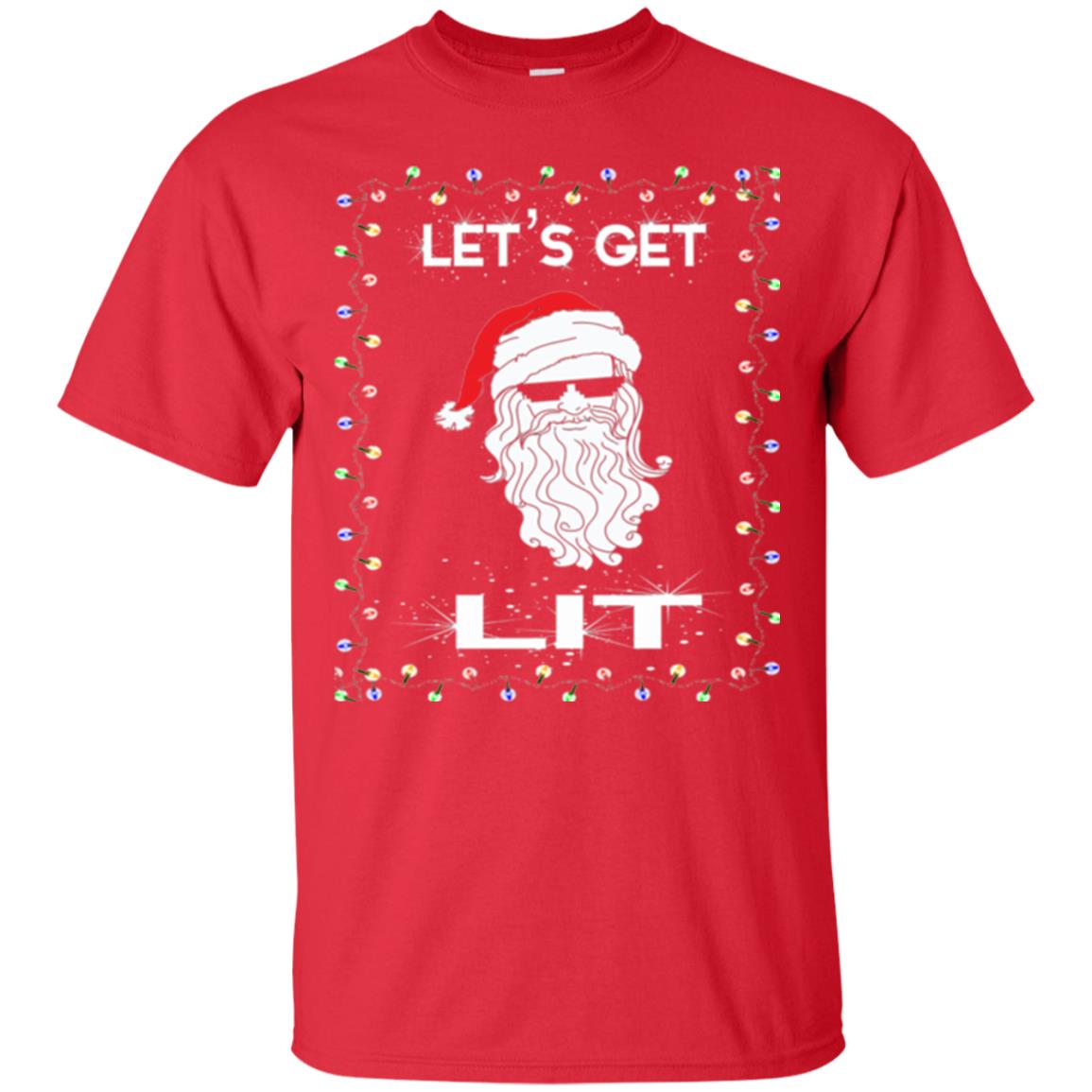 Christmas T-shirt Let_s Get Lit Red