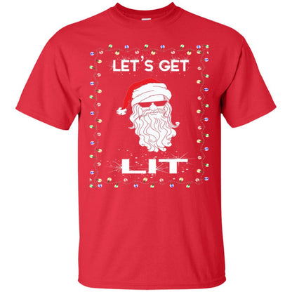 Christmas T-shirt Let_s Get Lit Red