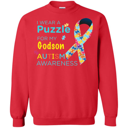 I Wear Puzzle For My Godson Autism Awareness Shirt Red