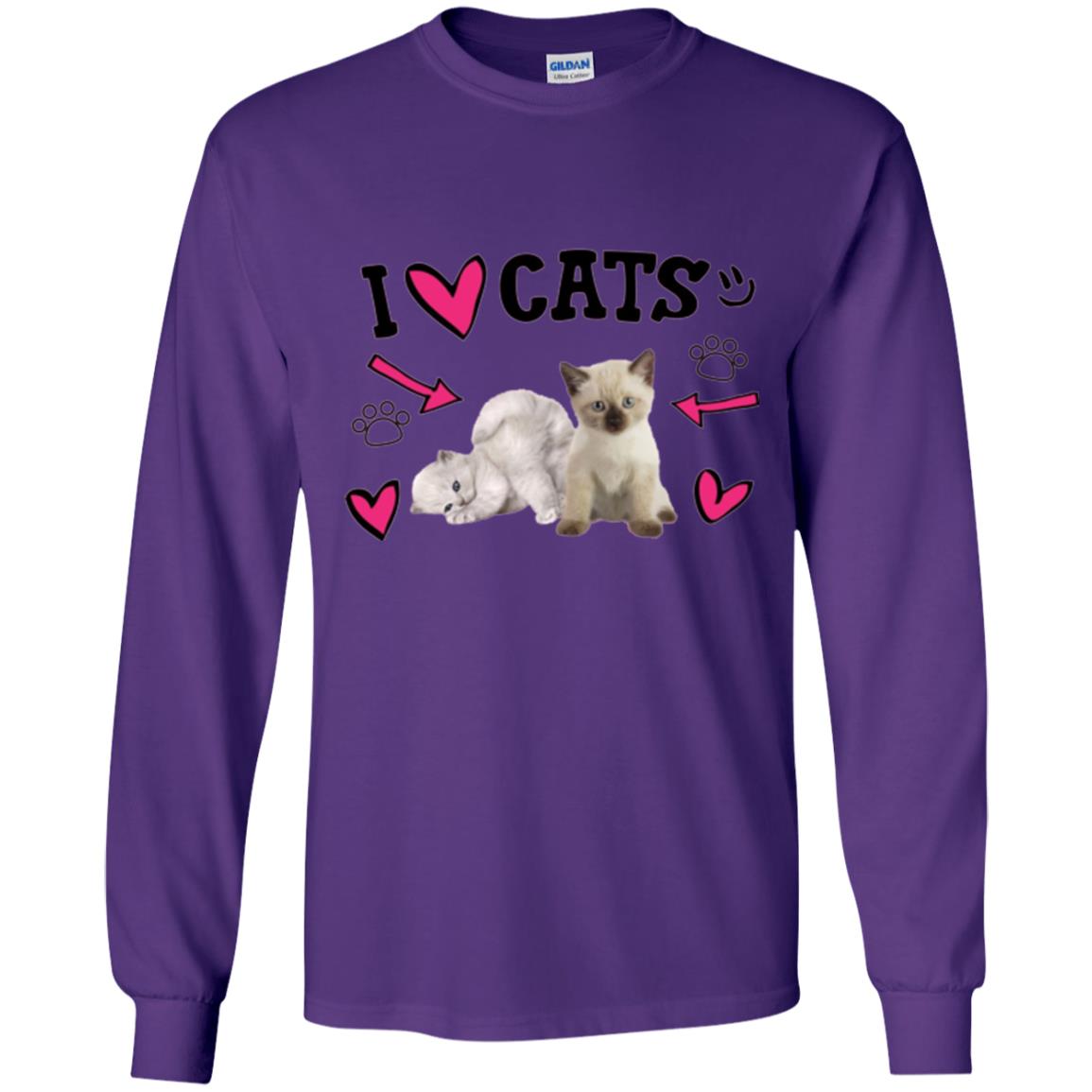 Cat Lover T-shirt I Love Cats Purple