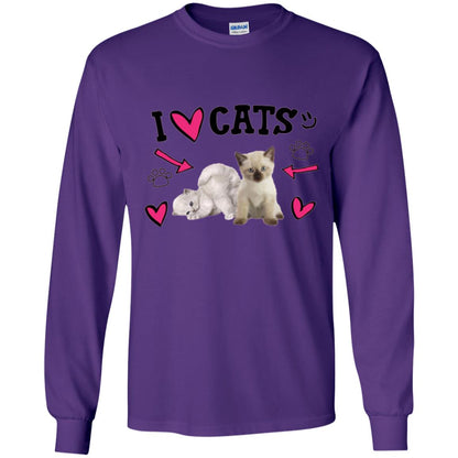 Cat Lover T-shirt I Love Cats Purple