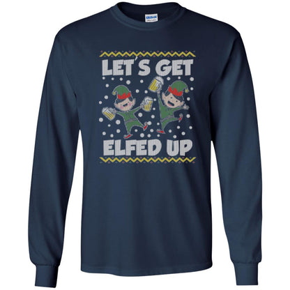 Christmas T-shirt Let's Get Elfed Up Navy