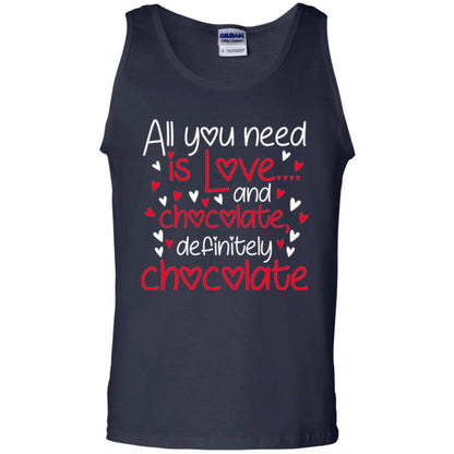 Valentines Day T-shirt All You Need Love And Chocolate Navy