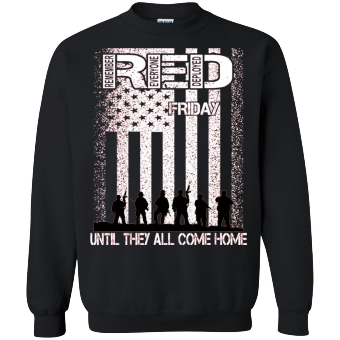 Red Friday Military T-shirt Untill They All Come Home Black