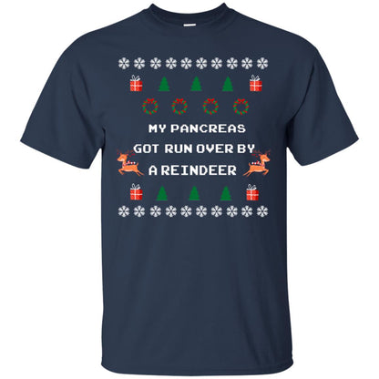 My Pancreas Got Run Over By A Reindeer Ugly Christmas Sweater Shirt Navy