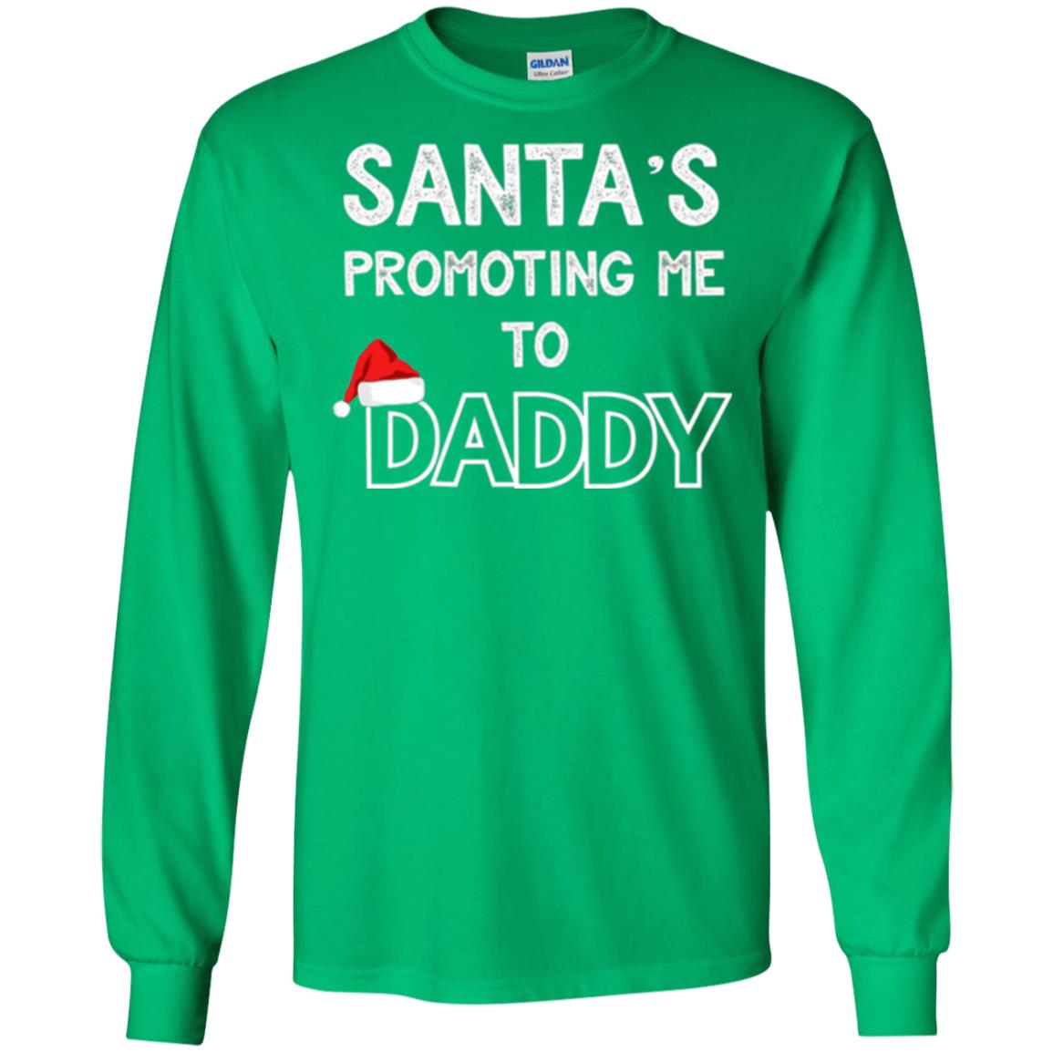 Pregnancy Announcement T-shirt Santa Promoting Me To Daddy Irish Green