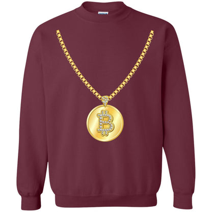 Funny Bitcoin T-shirt Gold Chain Cryptocurrency Necklace Maroon