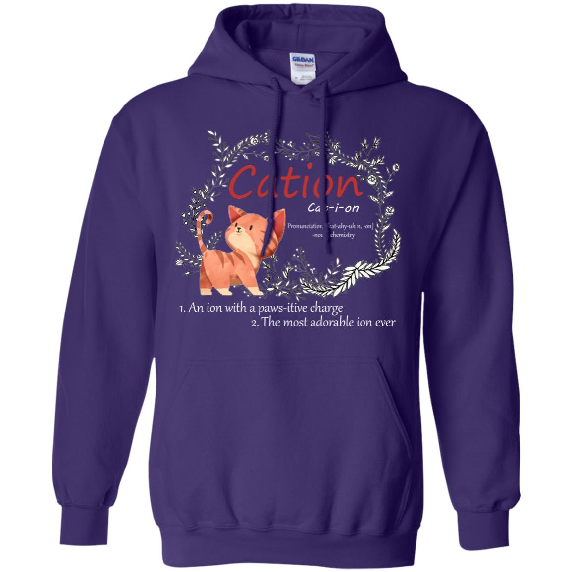 Cation An Ion With A Paws-itive Charge The Most Adorable Ion Ever Positive Thinking Day Shirt Purple
