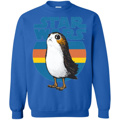 Film T-shirt Star Wars Last Jedi Porg Retro Stripes Logo Graphic Royal