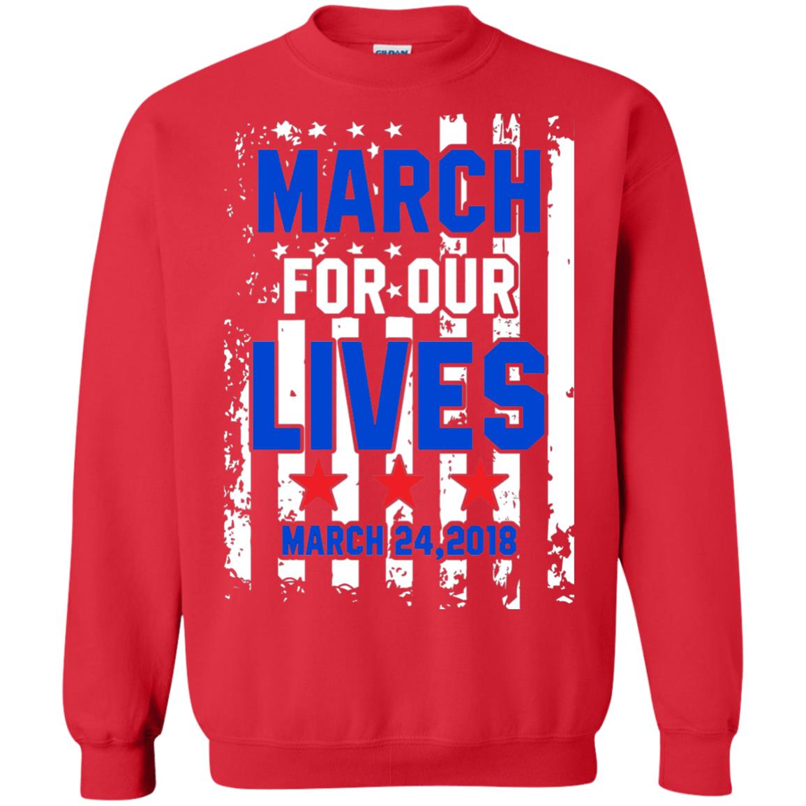 March For Our Lives With American Flag Gun Control T-shirt Red