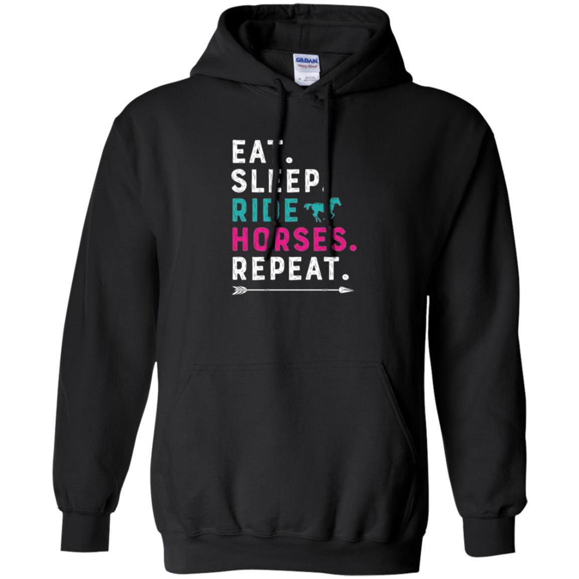 Horseback Riding T-shirt Eat Sleep Ride Horses Repeat Black