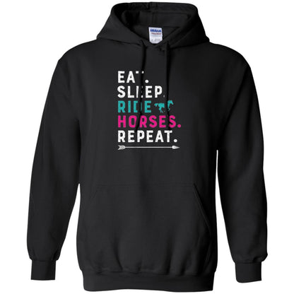 Horseback Riding T-shirt Eat Sleep Ride Horses Repeat Black