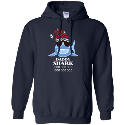 Daddy Shark With Santa Claus Hat Merry X-mas Family Shark Gift Shirt Navy