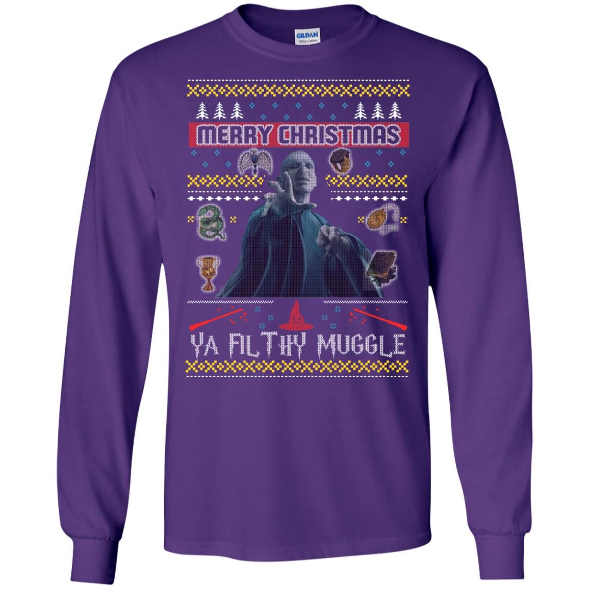 Merry Christmas Ya Filthy Muggle Harry Potter Fan T-shirtG240 Gildan LS Ultra Cotton T-Shirt