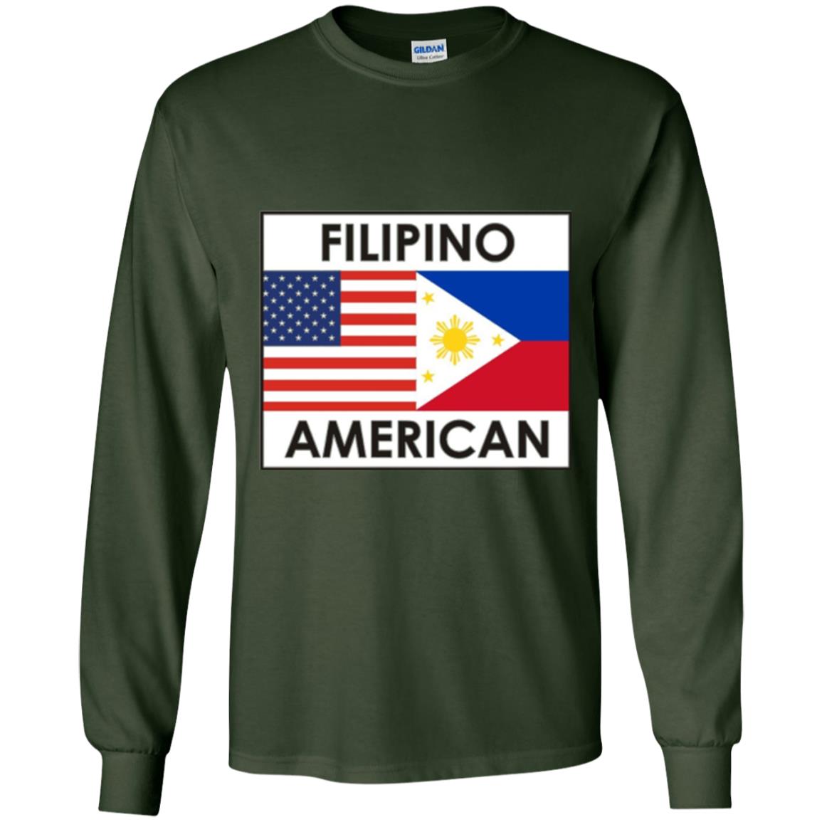 Filipino American T-shirt Philippines Usa Flags Forest Green