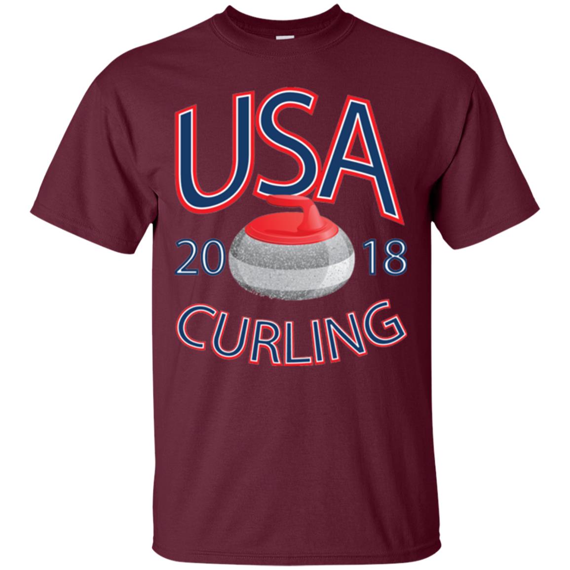 Usa 2018 Curling T-shirt Maroon