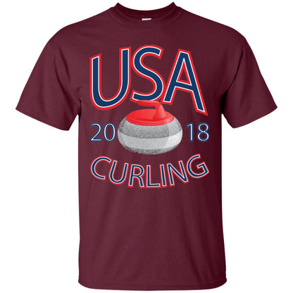 Usa 2018 Curling T-shirt Maroon