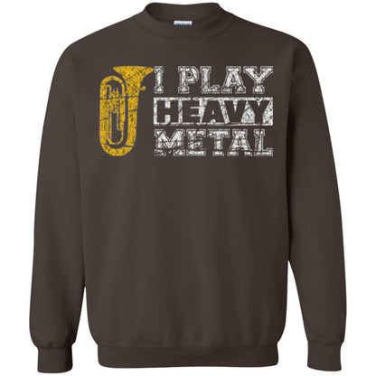 Funny Band Distressed T-shirt I Play Heavy Metal Dark Chocolate