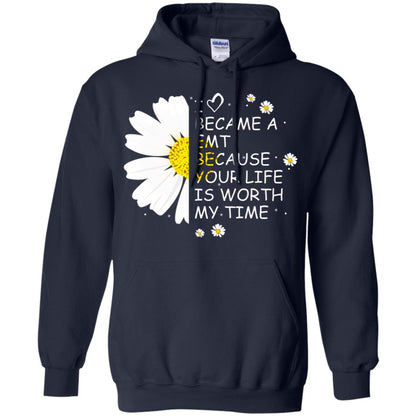 I Became A Emt Because Your Life Is Worth My Life Shirt Navy
