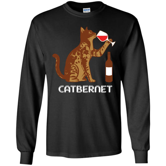 Cat Lovers T-shirt Catbernet Cat Wine Black