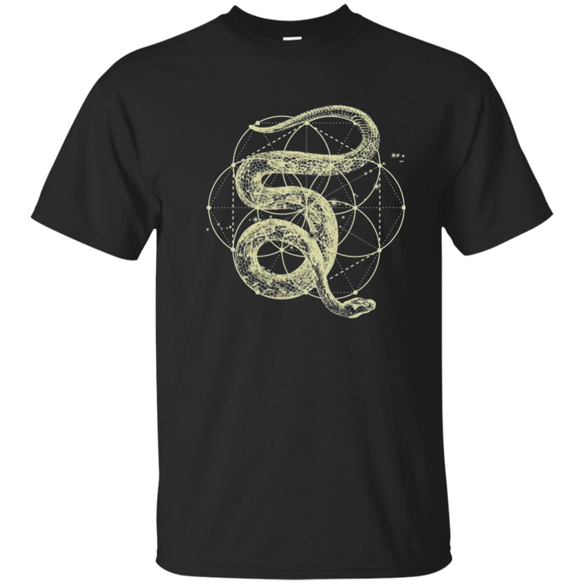 Sacred Geometry Seed Of Life Snake T-shirt Black