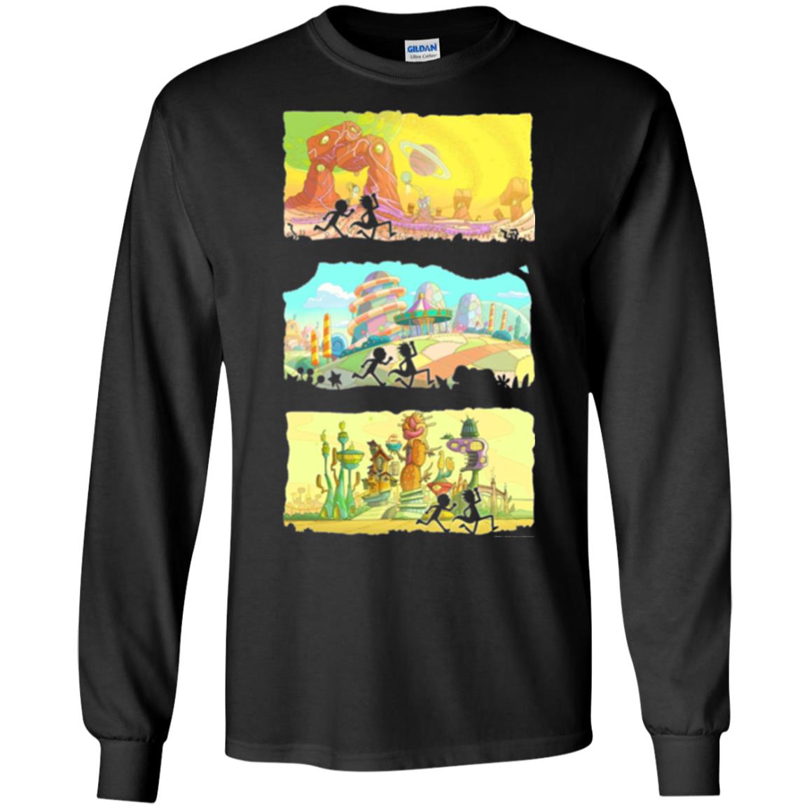 Movie T-shirt Running Silhouettes On Alien Land Black