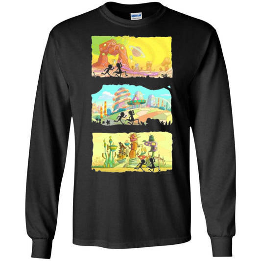 Movie T-shirt Running Silhouettes On Alien Land Black