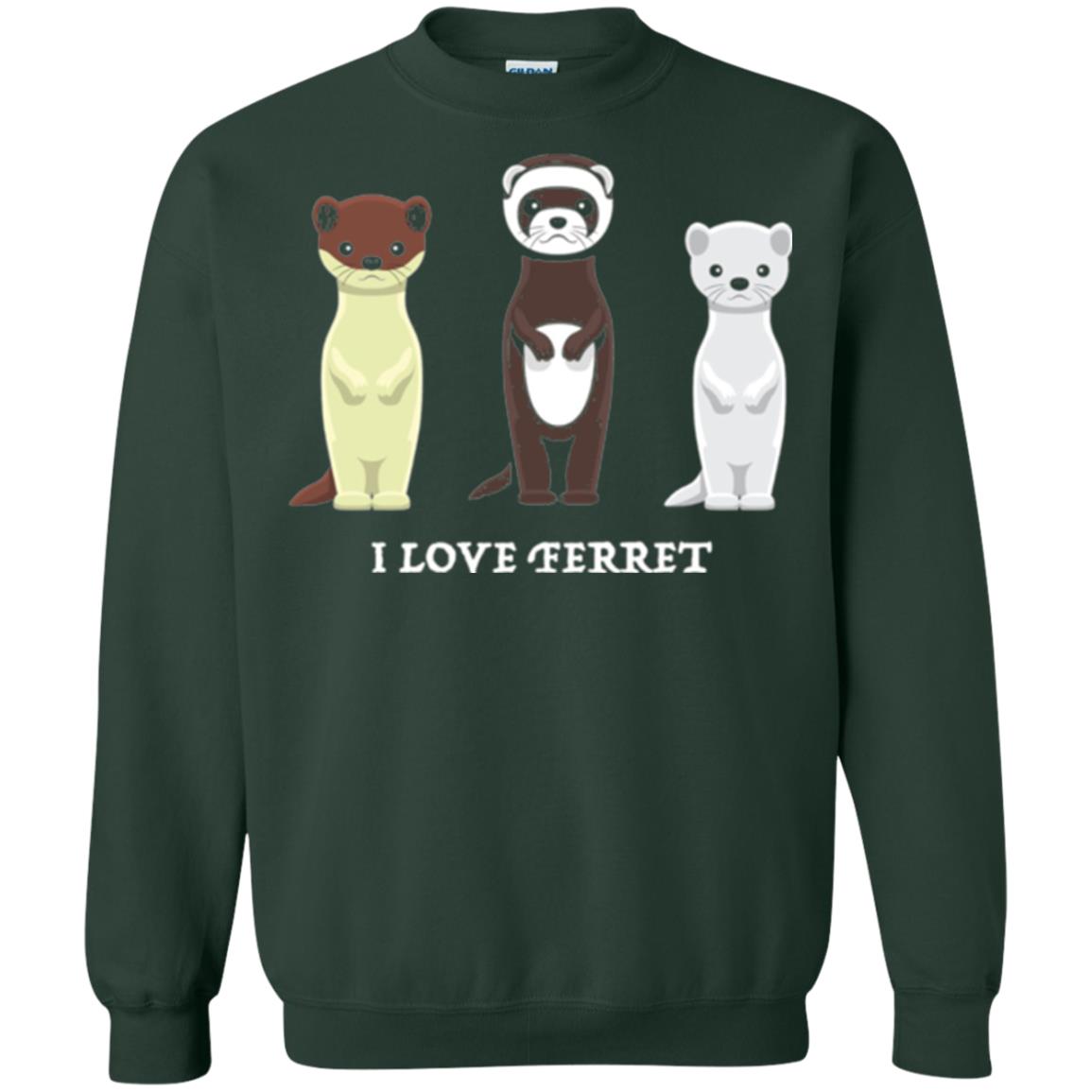 Ferret T-shirt I Love Ferret Forest Green