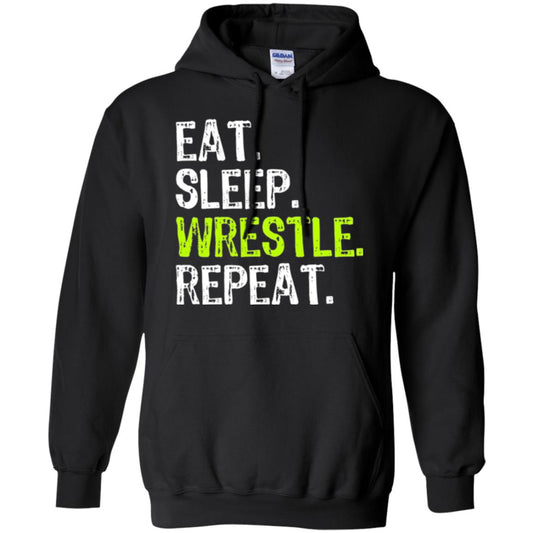 Wrestling T-shirt Eat Sleep Wrestle Repeat Black