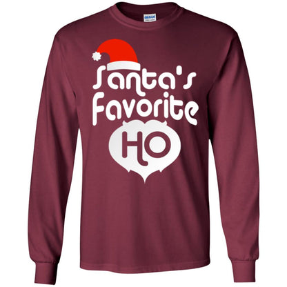 Christmas T-shirt Santa's Favorite Ho Maroon