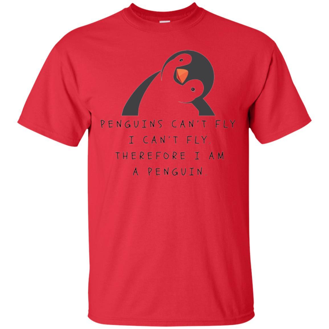 Penguins T-shirt Penguins Can't Fly I Can't Fly Red