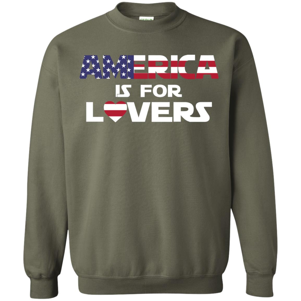America Is For Lovers Flag Of United States Shirt Military Green