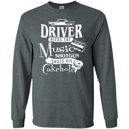 Driver Picks The Music Shotgun Shuts His Cakehole T-shirt Dark Heather