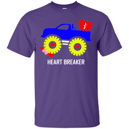 Heart Breaker Cute Blue Monster Truck Valentine_s Day T-shirt Purple