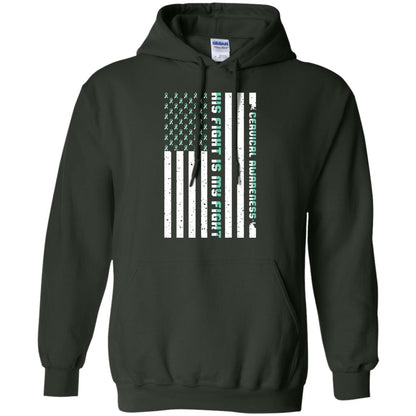 Cervical Awareness His Fight Is My Fight Teal White Stars Flag Of Usa Shirt Forest Green