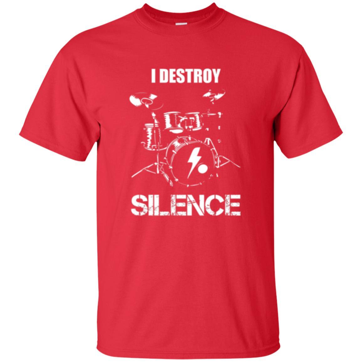 Drummer T-shirt I Destroy Silence Red
