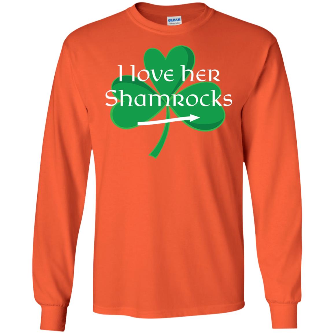 Saint Patrick_s Day T-shirt I Love Her Shamrocks Orange