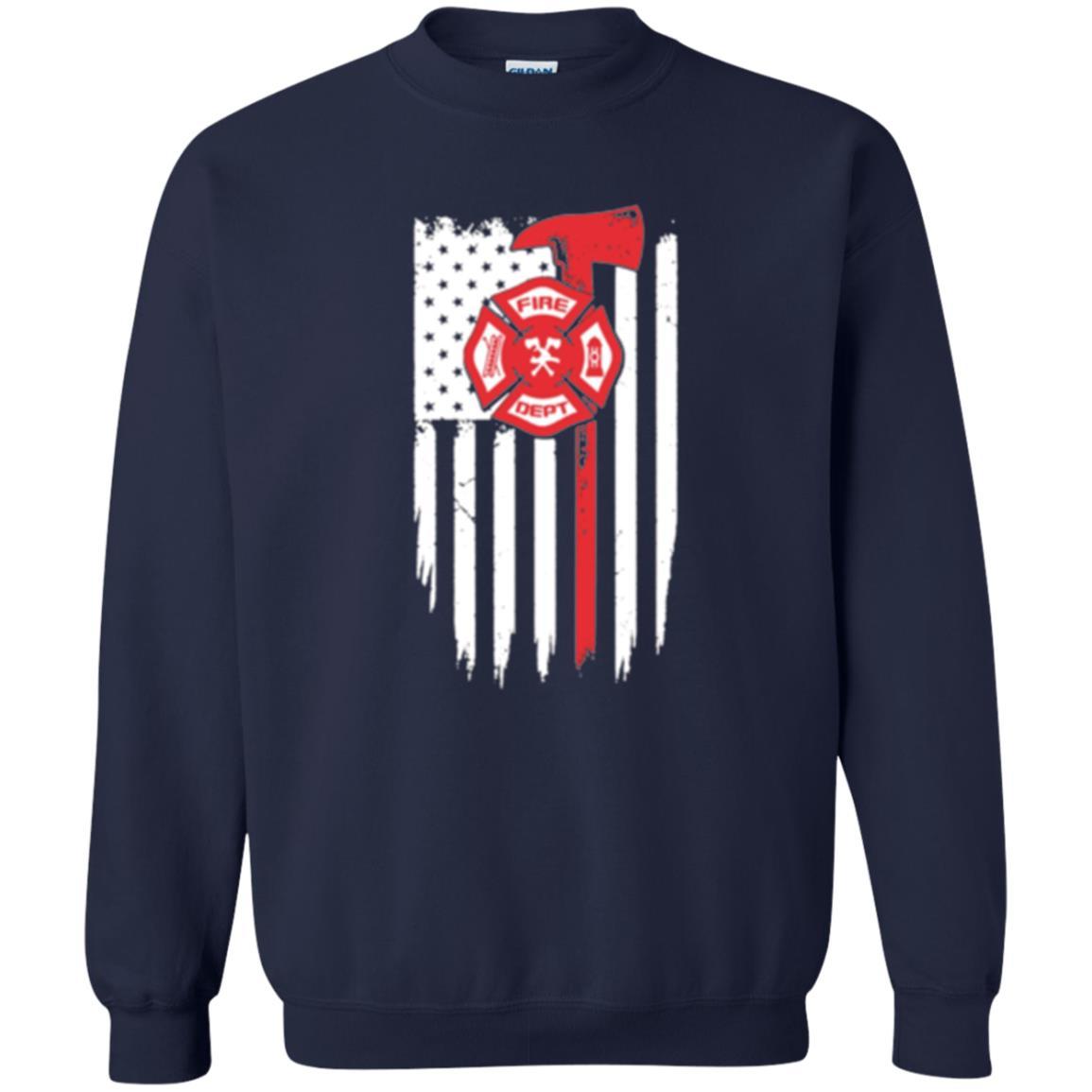 Firefighter T-shirt American Flag Proud Of Us Fireman Navy