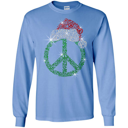 Peace Sign With Santa Ha Christmas Idea Gift Shirt Carolina Blue