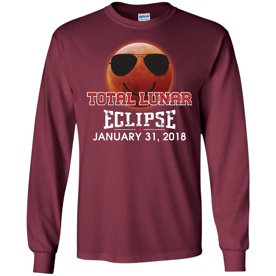 Blood Moon T-shirt Total Lunar Eclipse January 31. 2018 Maroon