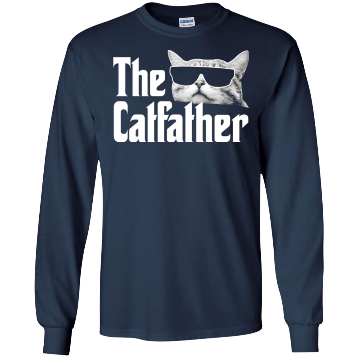 Funny Gift Shirt For Cat Daddy The Catfather T-shirt Navy
