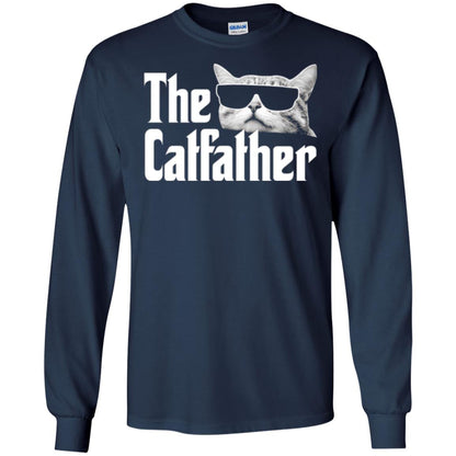 Funny Gift Shirt For Cat Daddy The Catfather T-shirt Navy