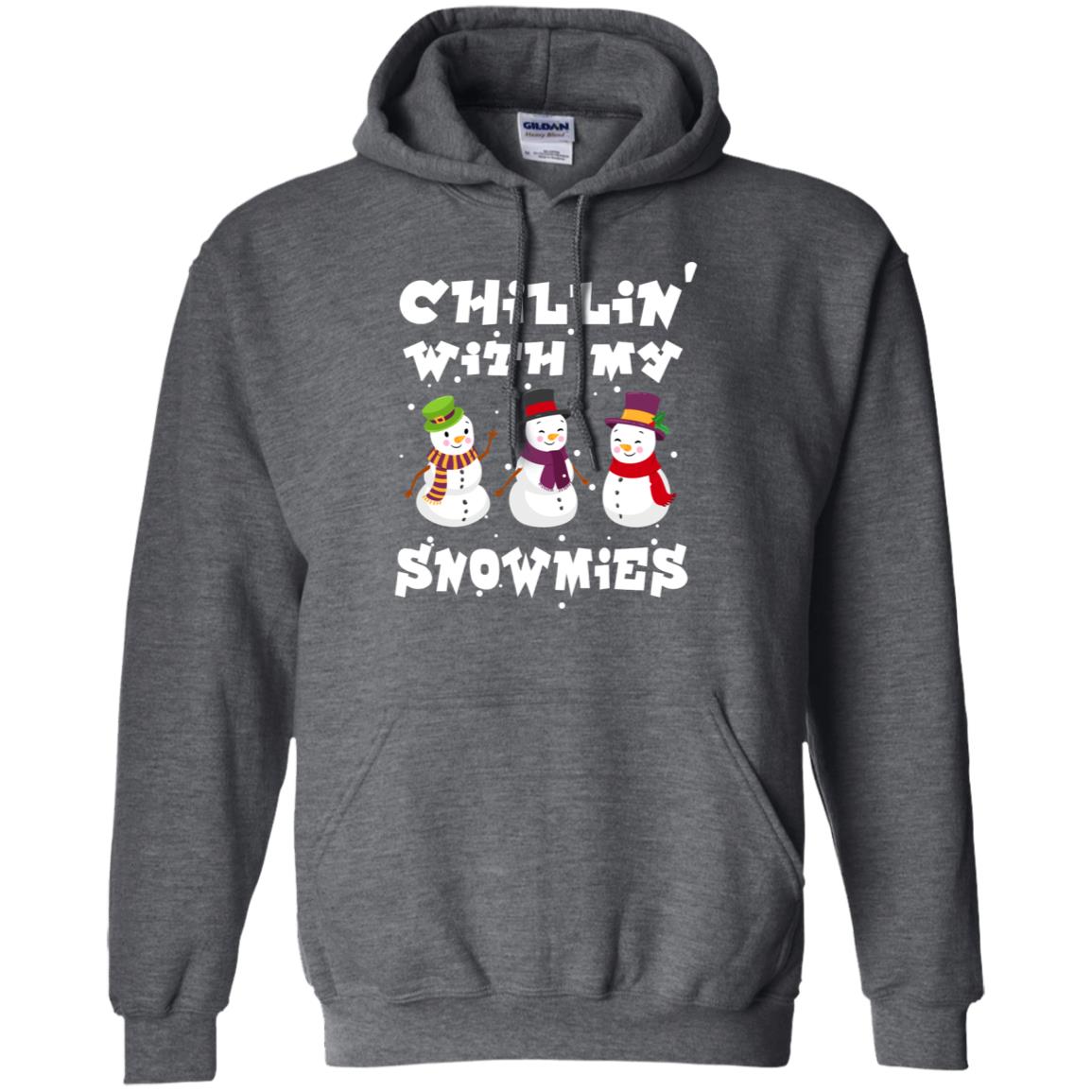 Chillin' With My Snowmie Snowman X-mas Gift Shirt For Mens Womens Kids Dark Heather