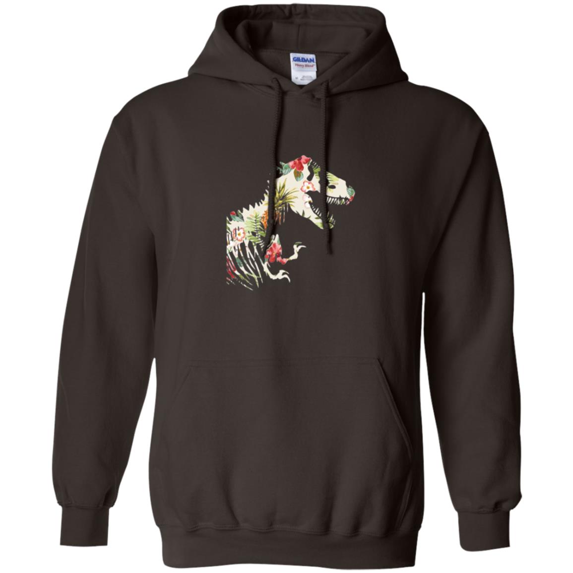 Dinosaur T-shirt Floral Tropical Hawaiian Pattern T Rex Dark Chocolate