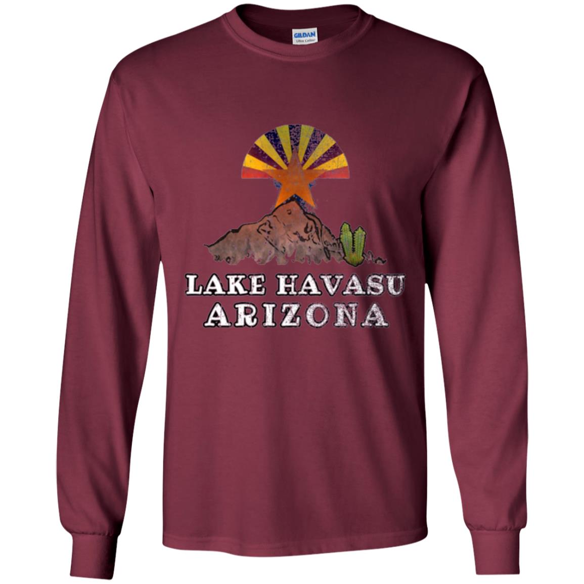 Lake Havasu Arizona T-shirt Flag Inspired Desert Scenery Maroon