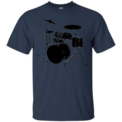 Drum Lovers T-shirt Drum Kit Stencil Print Navy